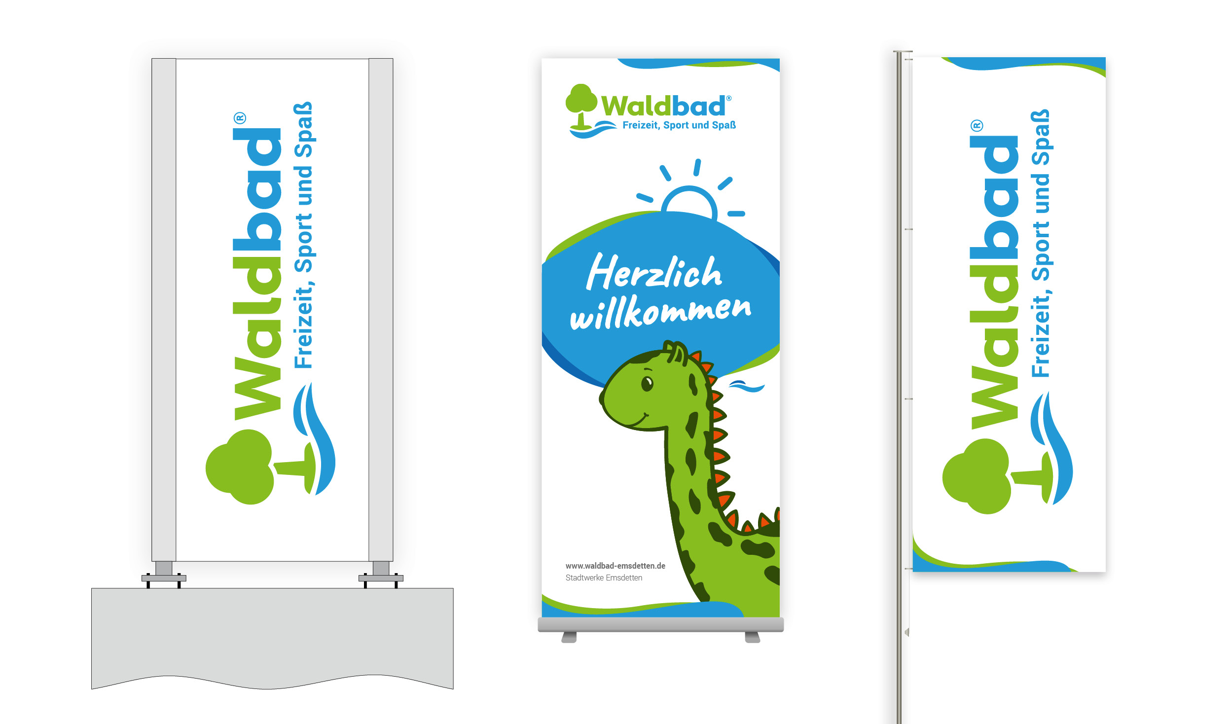 Pylon, Roll-Up, Fahne –  Waldbad